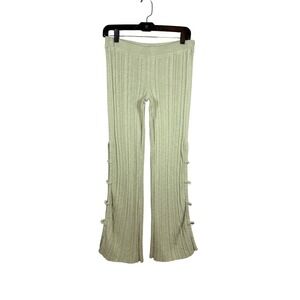 FREE PEOPLE FP Beach Picnic Ribbed Cropped Flares, light Green, Size XS